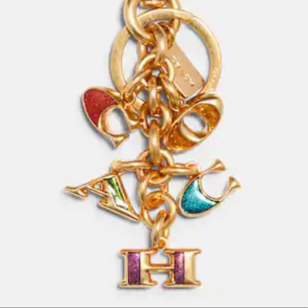 Coach Rainbow Gold Bag Charm Keychain